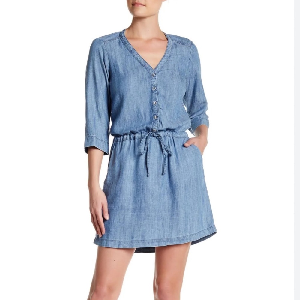 NWT Michael Stars Women’s Blue Denim Chambray Tencel/Linen Shirtdress, Size XS